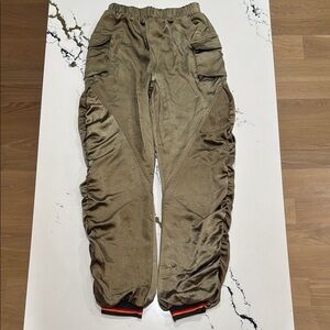 Hannah Banana Olive Cargo Pants with Elastic Waistband-Gathered Leg - size 14